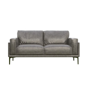 English Elm Wallace & Bay - Wallace & Bay  Onyx Gray Leather Loveseat