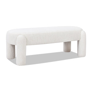 English Elm Jennifer Taylor Home - Hugo 49" Oval Upholstered Bench in Milk Cream Bouclé — Cozy sherpa-like texture, rounded legs, playful seating (98) B2719P238467