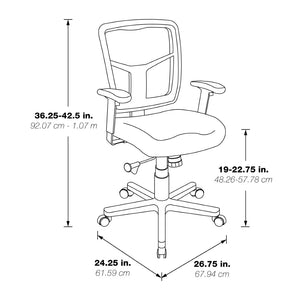 OSP Home Furnishings Green Air Mist Ergonomic Mesh Office Chair with Lumbar Support and Synchro Tilt Control 92555-9279