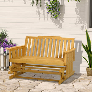English Elm Outsunny 2-Person Wooden Glider Bench With Smooth Motion, Wide Armrests & Rustic Charm For Outdoors W2225P229250-GIGA