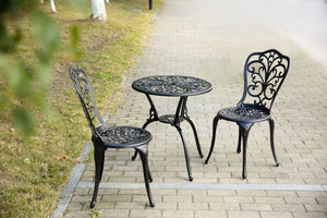 English Elm Best 3-Piece Outdoor Rust-Resistant Cast Aluminum Bistro Set for Patio, Balcony, Porch, Garden Black W640P250968
