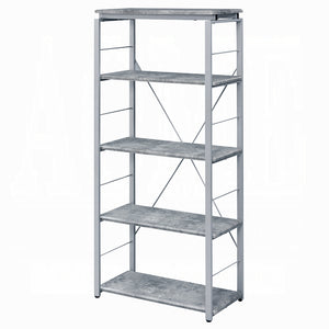 English Elm Metal 24"W Bookshelf 54"H - Faux Concrete Wood Top on Metal Frame, Compact 4-Tier Storage for Home Office B2741P326185