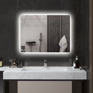 English Elm Homcom Led Bathroom Mirror 32"X24" - Backlit Anti-Fog Vanity With Memory, Dimmable & Color Options W2225P229672