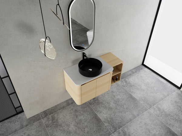 English Elm 42'' Wall-Mounted Bathroom Vanity With Ceramic Sink, Soft-Close Doors & Spacious Storage Solution W999S00474