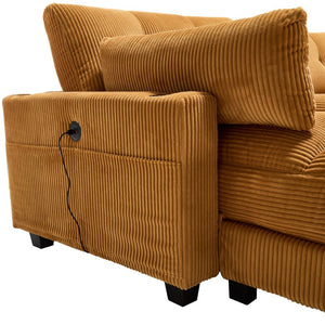 English Elm United Cozy Cloud Sofa Bed With Adjustable Backrest, Usb Charging, Cup Holders & Storage Pockets W1568S00165-GIGA