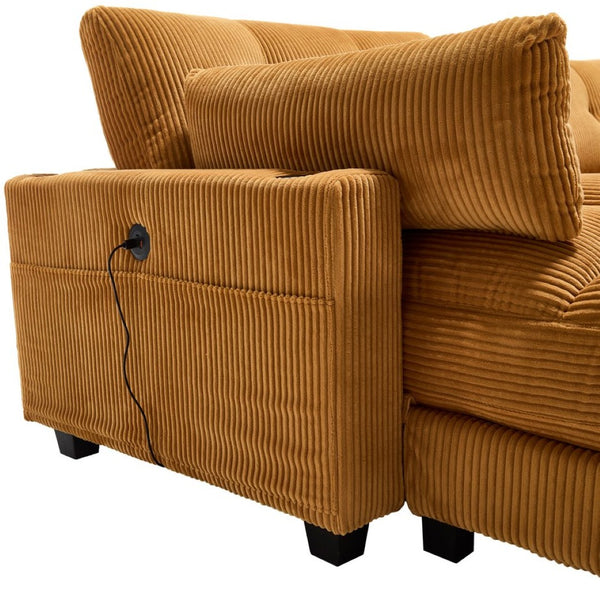 English Elm United Cozy Cloud Sofa Bed With Adjustable Backrest, Usb Charging, Cup Holders & Storage Pockets W1568S00165-GIGA