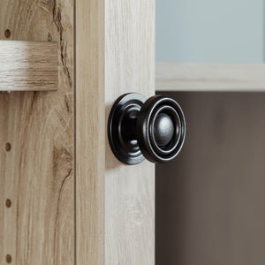 English Elm Hutch, Elegant Brown-Finish Storage Solution With Adjustable Shelf For Home Or Office Display Needs B356P367879