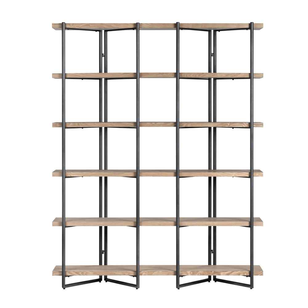 Crestview Collection Transitional Etagere Bookcase – Modern Industrial Design With 5 Shelves & Sturdy Metal Frame For Decor Brown Mdf Cvfzr6208
