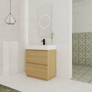 English Elm 30" Bathroom Vanities - Modern Oak Sink Cabinet With Double Drawers, Freestanding And Stylish Design W1972S00008