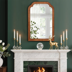 English Elm Yellowish Brown Decorative Mirror 24" X 36" - Solid Wood Rounded Corner Accent For Any Room W2203P389100-GIGA