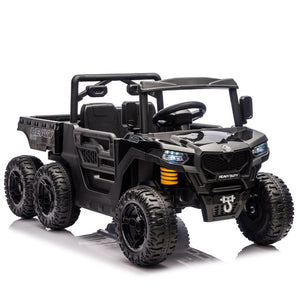 English Elm 24v 400w Six Wheel Kids Electric Dump Truck 4wd Remote Control Ride on Toy Black W1578P353176