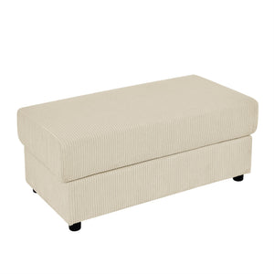 English Elm Modern Sofa Chair With Ottoman, Storage, Cup & Phone Holders – Plush Beige Corduroy For Comfort W1117S00199