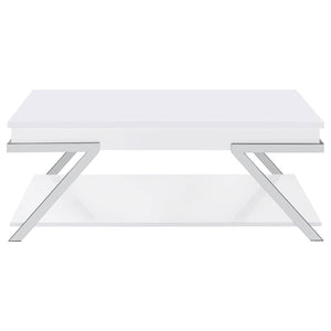 English Elm Fletcher Lacquered High Gloss Coffee Table with Open Shelf for Modern Living Rooms B062P447812