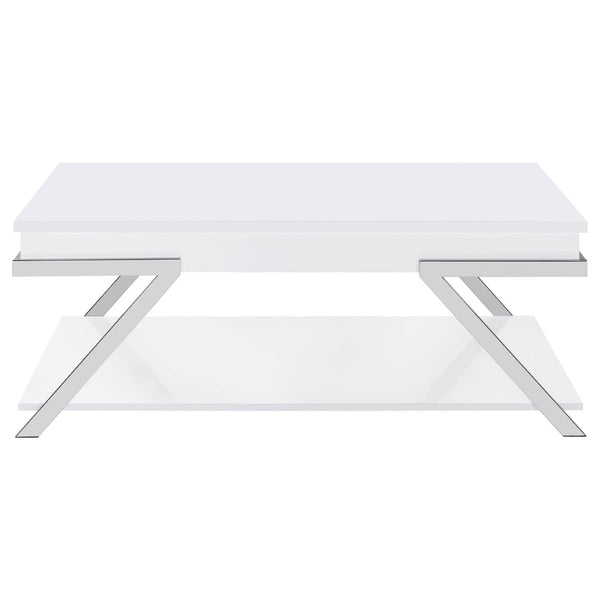 English Elm Fletcher Lacquered High Gloss Coffee Table with Open Shelf for Modern Living Rooms B062P447812