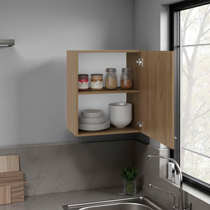 English Elm Manchester White Wall Mounted Cabinet Two Shelf Single Door Bathroom Kitchen Storage Natural Wood B200P474563
