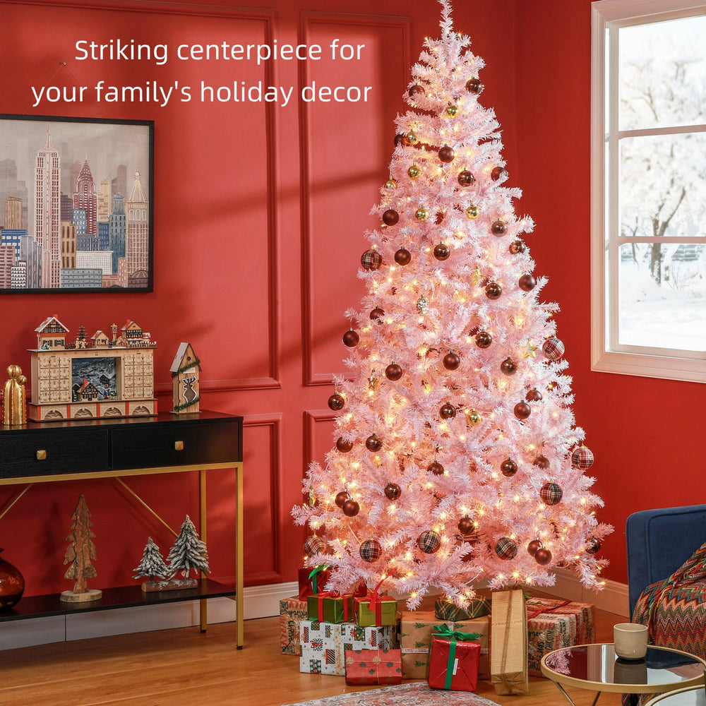 English Elm Homcom 7.5' Pink Prelit Douglas Fir Christmas Tree With 500 Warm White Leds & 1346 Tips For Holidays W2225P249692