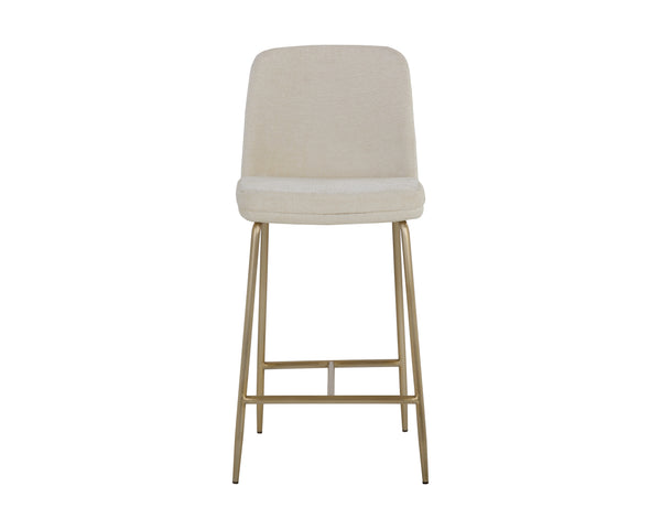 Sunpan Zeke Counter Stool - Stylish Modern Design with Comfortable Curved Backrest for Contemporary Spaces Antique Brass / Bergen Ivory