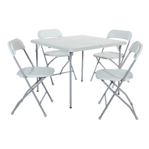 OSP Home Furnishings 5 Piece Folding Dining Set with Resin Top and Steel Frame for Indoor Outdoor Hosting PCT-05
