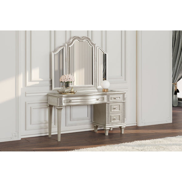 English Elm Colwood Four Drawer Glam Vanity Desk with Crystal Knobs and Built in Usb Charging B062S01490