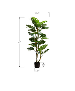 English Elm Artificial Monstera Tree 83" Tall Realistic Floor Plant with 78 Lush Leaves in Black Pot, No Maintenance Green 65 L x 9 W x 9 H B2710P287103
