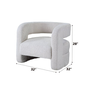 English Elm Yitua White Teddy Sherpa Accent Chair - Cozy Bucket Back, Plush Full-Foam Seat, Modern Durable Frame B2726P251793