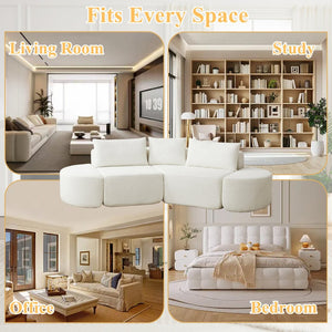 English Elm 106.3-inch Chenille Modular Sectional with Curved Ottomans for Modern Living Spaces W3505P383963