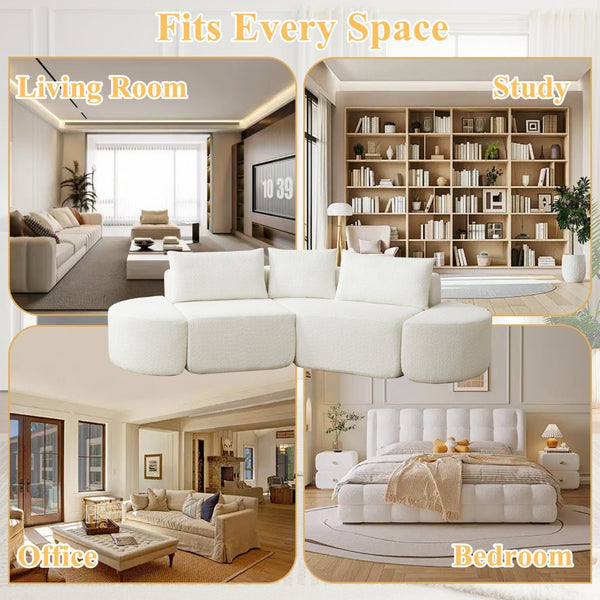 English Elm 106.3-inch Chenille Modular Sectional with Curved Ottomans for Modern Living Spaces W3505P383963