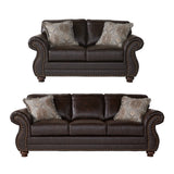 English Elm Leinster Faux Leather Upholstered Nailhead Sofa and Loveseat Set