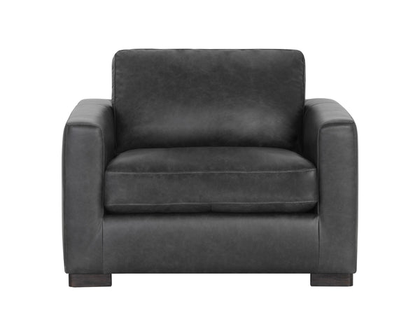 Sunpan Baylor Armchair - Effortlessly Sophisticated Design in Premium Buffalo Leather for Timeless Elegance Marseille Black Leather