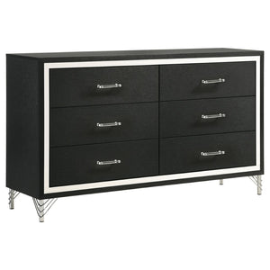 English Elm Malcolm Queen Bedroom Set Velvet Wingback Bed Chrome Accents Glam Suite Grey+Black B062S01746