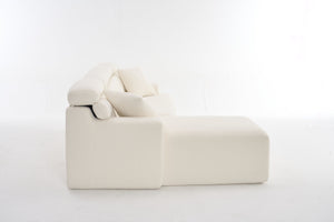 English Elm LY-022 Antique White Convertible Chaise Sectional Sofa — Chesterfield-Inspired L-Shape, No-Assembly, 30D High-Density Comfort W2231S00024