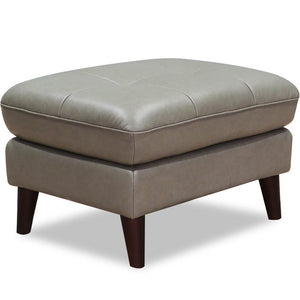 English Elm Solana Leather Ottoman with Top-Grain Seating, Pocket Coil Comfort, Kiln-Dried Wood Frame for Durability Gray B2705P338094