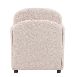 English Elm Furniture Fluffy Sherpa 2-in-1 Pet-Friendly Upholstered Barrel Armchair with Lumbar Pillow, Cream White Cozy Retreat for Living Room Bedroom Office N843P331158C