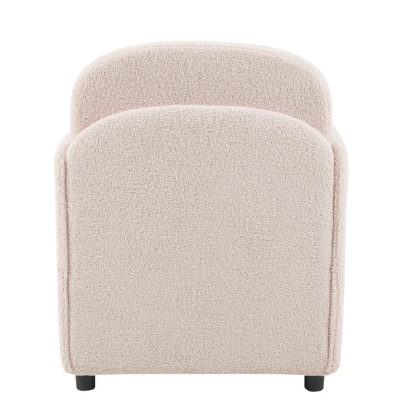 English Elm Furniture Fluffy Sherpa 2-in-1 Pet-Friendly Upholstered Barrel Armchair with Lumbar Pillow, Cream White Cozy Retreat for Living Room Bedroom Office N843P331158C