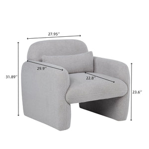 English Elm Stylish Teddy Fleece Single Sofa Chair with Arms and Pillow, Cozy Accent Armchair for Living Room Gray 30 L x 24.75 W x 24 H W1716P196466