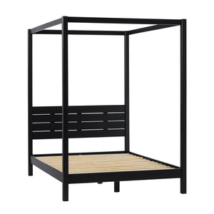 Minimalist Boho Full Canopy Bed with Simple Headboard Black ISLB6BBL Walker Edison