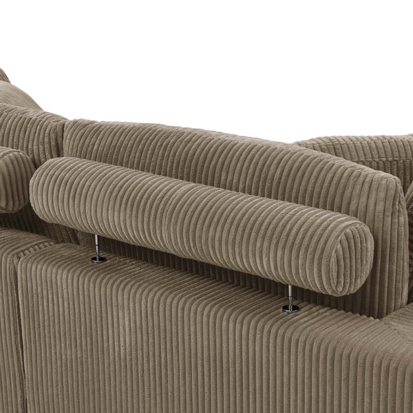 English Elm Large Corduroy Double Chaise Sectional Sofa with Lumbar Support for Spacious Living Rooms Camel B2748S00015