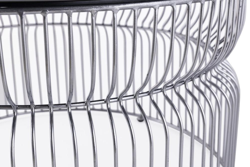 English Elm CT901 Modern round 30" coffee table with tinted tempered glass top and open metal frame for style and durability Chrome B009P306194