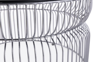 English Elm CT901 Modern round 30" coffee table with tinted tempered glass top and open metal frame for style and durability Chrome B009P306194