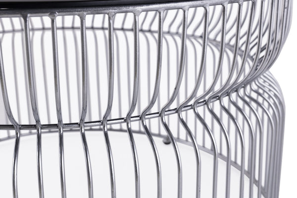 English Elm CT901 Modern round 30" coffee table with tinted tempered glass top and open metal frame for style and durability Chrome B009P306194