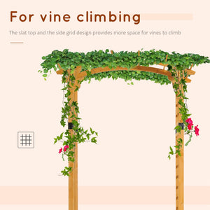 English Elm Wood Fir Garden Arch with Lattice Panels and Pergola Slatted Roof for Climbing Vines T3971P384592