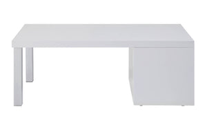 English Elm Harta Gloss White Coffee Table with Chrome Legs and Open Storage for Modern Living B2726P457131