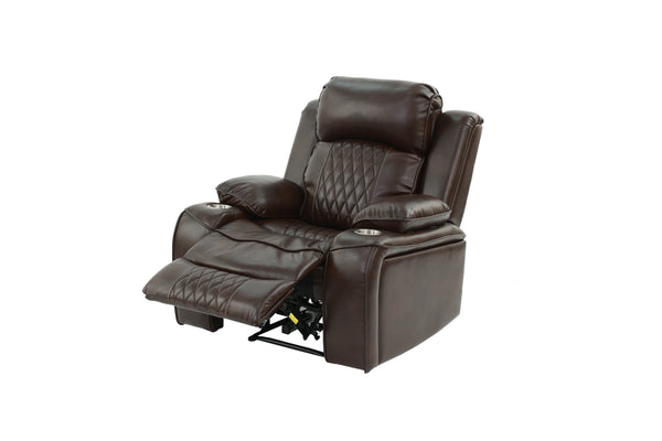 English Elm Power Motion Recliner Chair with USB Cup Holders Wireless Charging Gel Leatherette Brown Comfort B011P205591