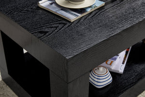 English Elm Modern Two Tier Rectangular Coffee Table with Open Shelf Storage for Living Rooms W3875P389554