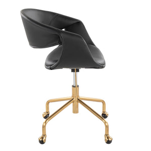 English Elm Task Chair with Chrome Five Star Base Grey Fabric Seat for Modern Home Office Use Black,Gold B202P474185