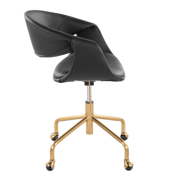 English Elm Task Chair with Chrome Five Star Base Grey Fabric Seat for Modern Home Office Use Black,Gold B202P474185