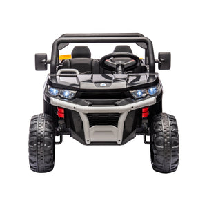 English Elm 24v Kids Ride on Dump Truck Two Seat Electric Utv with Tilting Bed and Remote Control Black W1578P188520