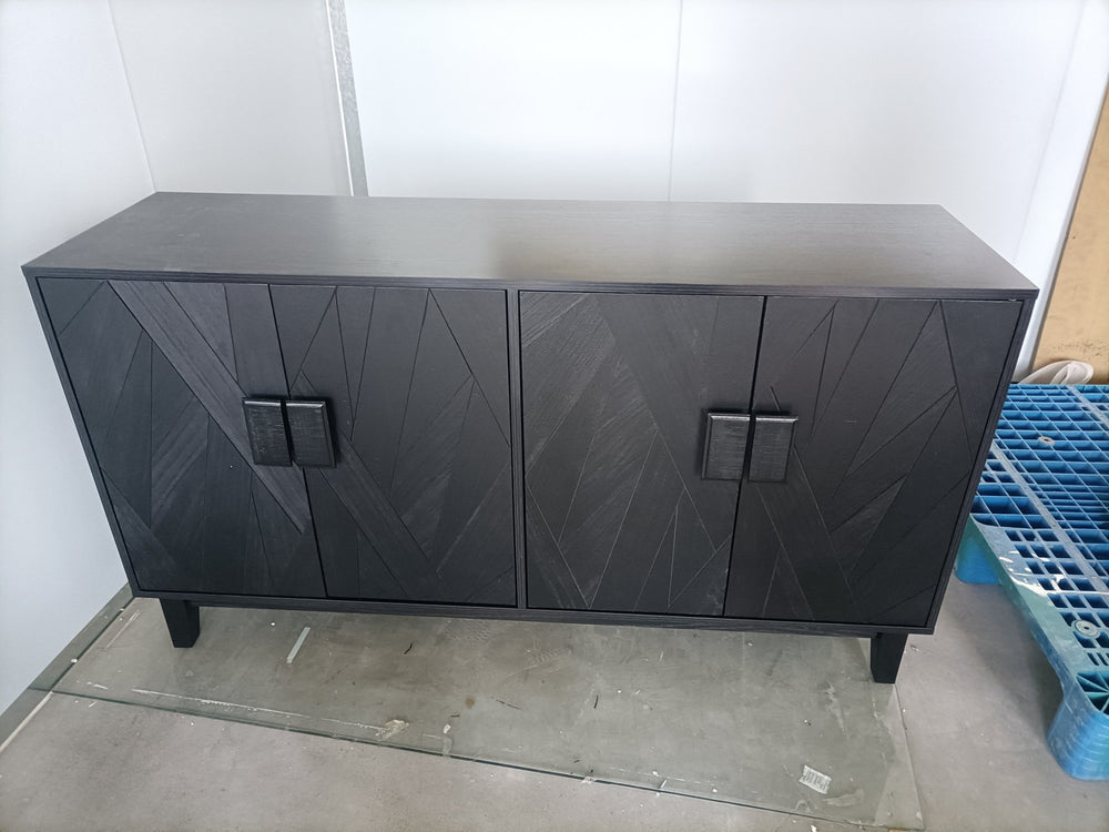 English Elm Modern solid wood buffet cabinet with ample storage, MDF build, anti-tip safety, versatile use Black W1706P235656