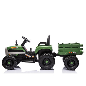 English Elm Ride on Electric Tractor Toy with Trailer 24v 400w Dual Motors Remote Control Led Emerald W1578P193905