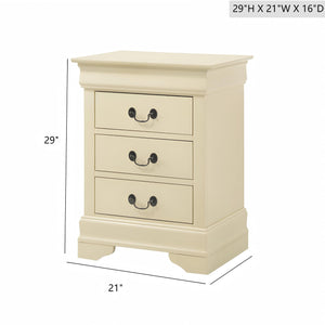 English Elm Traditional Classic Nightstand with Three Drawers, Fully Assembled 29"H x 21"W x 16"D for Easy Storage Beige 33 L x 24 W x 19 H B078108222
